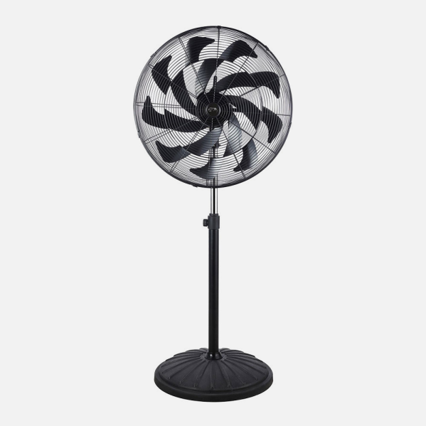 Ventilador industrial pie Centurion negro de 300W por Abrila, modelo 241441009, oscilante para uso doméstico e interior, fabricado en metal y policarbonato, ventilador AI2 potente y duradero.