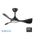 Ventilador de techo DC Caiman negro de 36W con motor eficiente para ahorro de energía, 6 velocidades ajustables, luz LED integrada regulable, control remoto incluido, temporizador y diseño moderno para interiores domésticos - Modelo Abrila 241691309