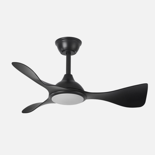 Ventilador de techo DC Caimán negro 36W de Abrila con motor eficiente, 6 velocidades, luz LED integrada regulable, control remoto y temporizador, ideal para interiores domésticos con ahorro de energía, referencia 241691309