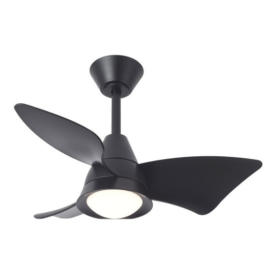 Ventilador de techo DC Jaguar negro de 30W modelo Abrila 241791309 con motor DC eficiente, luces LED integradas, velocidad regulable, temporizador y diseño moderno para interiores domésticos.