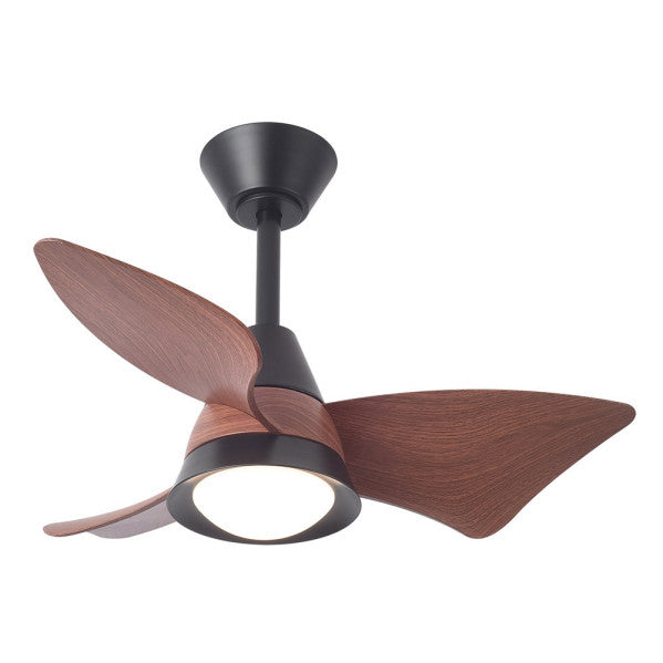 Ventilador de techo DC Jaguar en negro y roble de Abrila, modelo 241791336 con 30W de potencia, motor DC eficiente, LED integrado regulable, ideal para interiores domésticos, ventilación silenciosa y diseño moderno en acabado negro/roble.