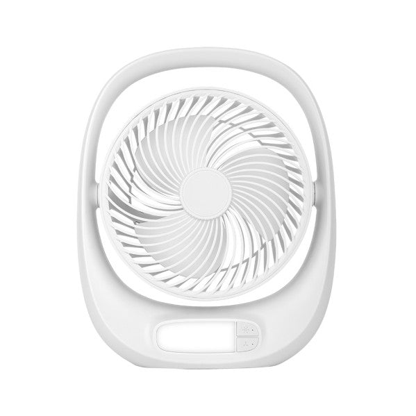 Ventilador inalámbrico Aguila blanco de 5W Abrila modelo 241871001, portátil recargable sobremesa para uso doméstico interior con luz LED integrada, diseño compacto AI2 en color blanco.