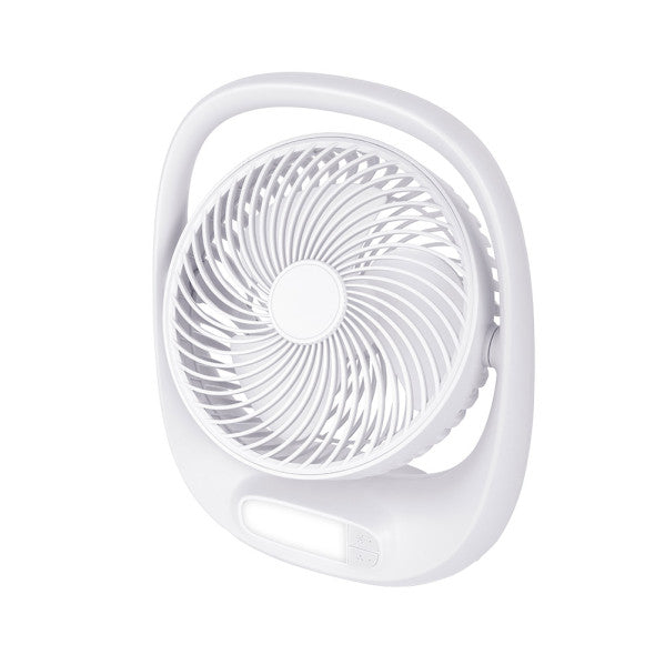 Ventilador inalámbrico Aguila blanco de 5W recargable Abrila modelo 241871001, ventilador portátil sobremesa para uso doméstico interior con luz LED AI2.