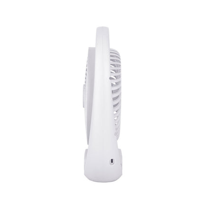 Ventilador inalámbrico Aguila blanco de 5W modelo AI2 de Abrila, recargable y portátil sobremesa para uso doméstico interior con luz LED integrada, ideal para refrescar espacios pequeños.