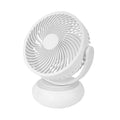 Ventilador inalámbrico Bengali blanco de Abrila, modelo 241971001 con 5W de potencia, luz LED integrada, diseño sobremesa recargable por USB para uso doméstico e interior.