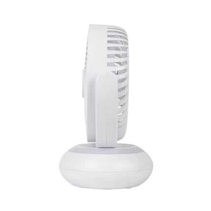 Ventilador inalámbrico Bengali blanco de 5W Abrila modelo 241971001, recargable por USB con luz LED integrada, diseño sobremesa para uso doméstico e interior