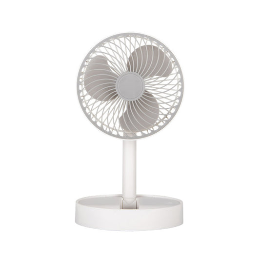 Ventilador portátil Jerico blanco y gris de Abrila, modelo 242171028 con 5W de potencia, motor DC inalámbrico y recargable, ideal para uso doméstico en interiores.
