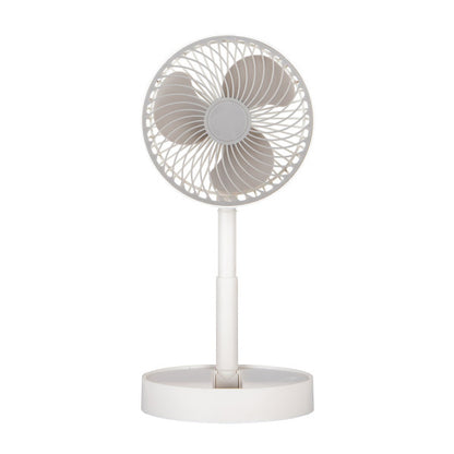 Ventilador portátil Jerico blanco y gris de Abrila, modelo inalámbrico recargable con motor DC de 5W, ideal para uso doméstico, referencia 242171028