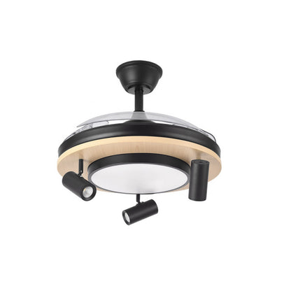 Ventilador de techo Gladiator en negro y madera con LED integrado, aspas retráctiles y motor DC para ventilación inteligente en interiores domésticos, modelo Abrila AI2 242591388