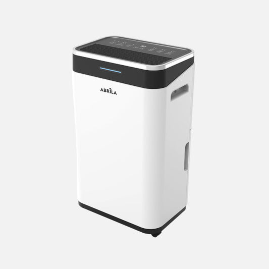 Deshumidificador Misty 25L/día Abrila en blanco y negro, modelo portátil AI2 con filtro antipolvo, anti moho y función de secado de ropa para interiores domésticos