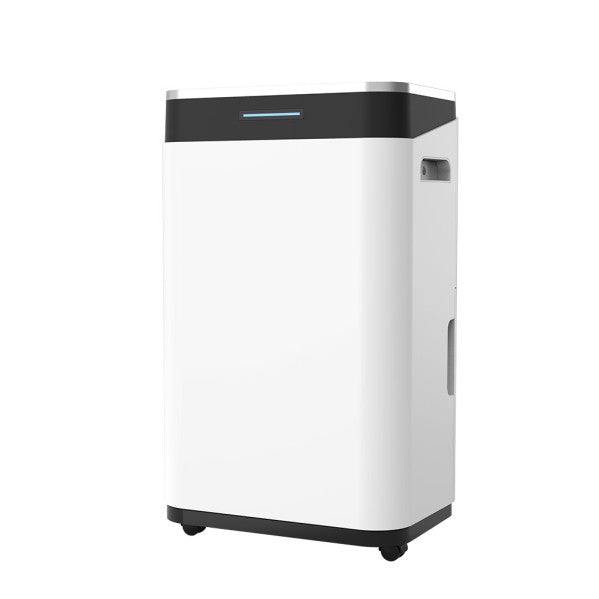 Deshumidificador portátil Misty de Abrila con capacidad de 25L/día en blanco y negro, modelo AI2 para uso doméstico interior, con filtro antipolvo, anti moho y función de secado de ropa.