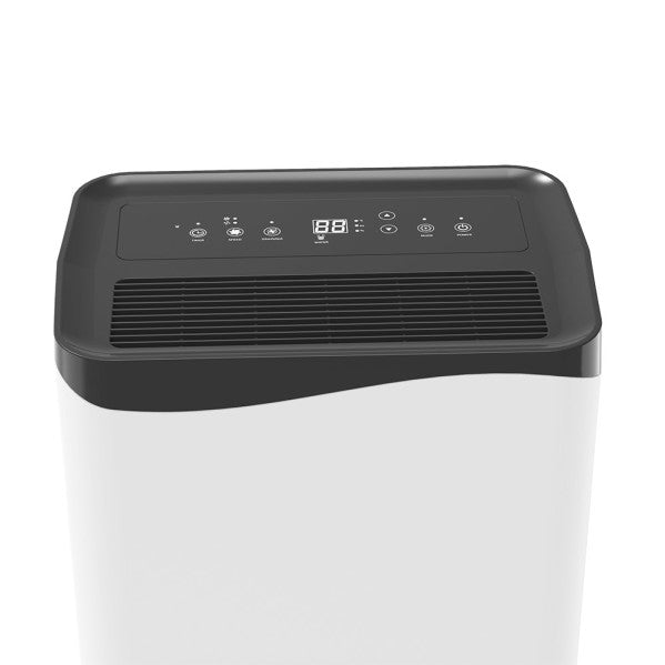 Deshumidificador Yara de Abrila con capacidad de 40L/día, diseño portátil en blanco y negro, ideal para uso doméstico interior con filtro antipolvo y función de calefacción, modelo AI2 247541026