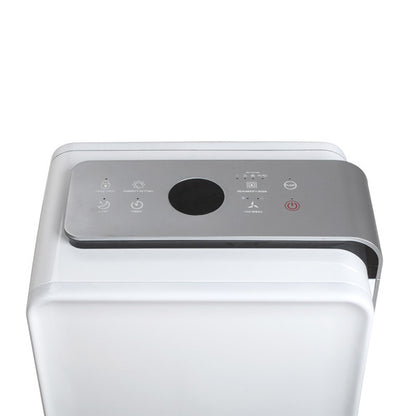 Deshumidificador portátil Life 540W de 4L capacidad en blanco y plata de Abrila, con filtro antipolvo para uso doméstico, ideal para secado de ropa y control de humedad en el hogar.