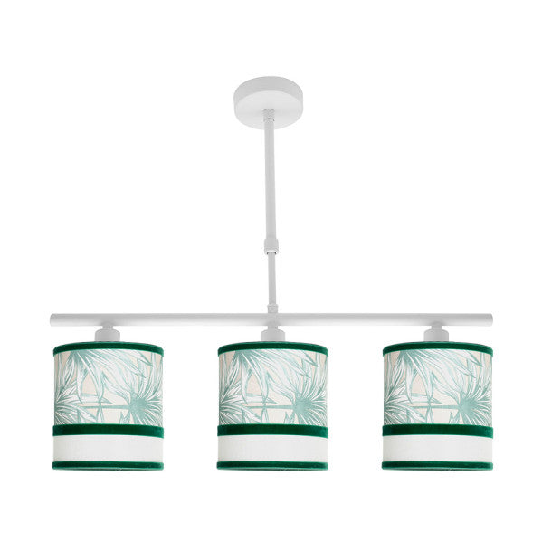 Lámpara de techo Caledonia 3xE14 en blanco y verde de Fabrilamp para iluminación y decoración interior.