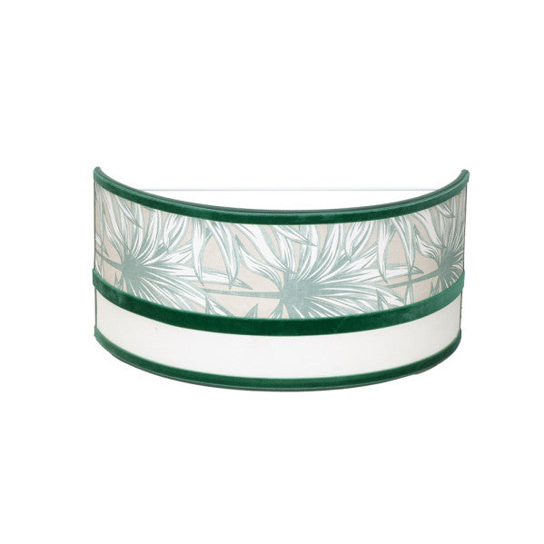 Aplique Caledonia blanco y verde de Fabrilamp, 15.5x33x13 cm, para iluminación y decoración interior de dormitorio.