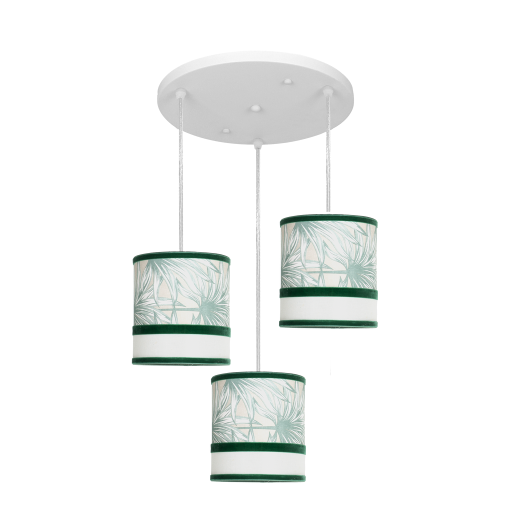 Plafón Caledonia blanco y verde con 3 casquillos E27, iluminación interior de Fabrilamp Abrila.