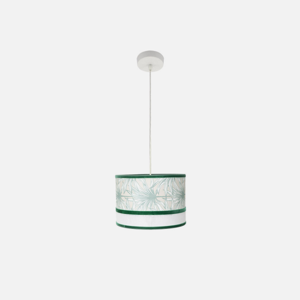 Colgante de lámpara Caledonia en blanco y verde de 30cm, Fabrilamp, ideal para iluminación y decoración interior.