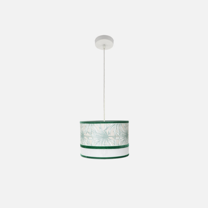 Colgante de lámpara Caledonia en blanco y verde de 30cm, Fabrilamp, ideal para iluminación y decoración interior.