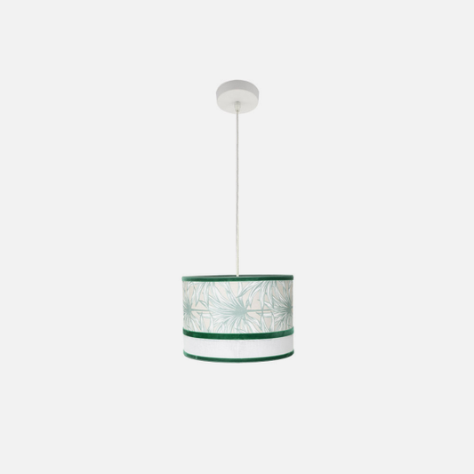 Colgante de lámpara Caledonia en blanco y verde de 30cm, Fabrilamp, ideal para iluminación y decoración interior.