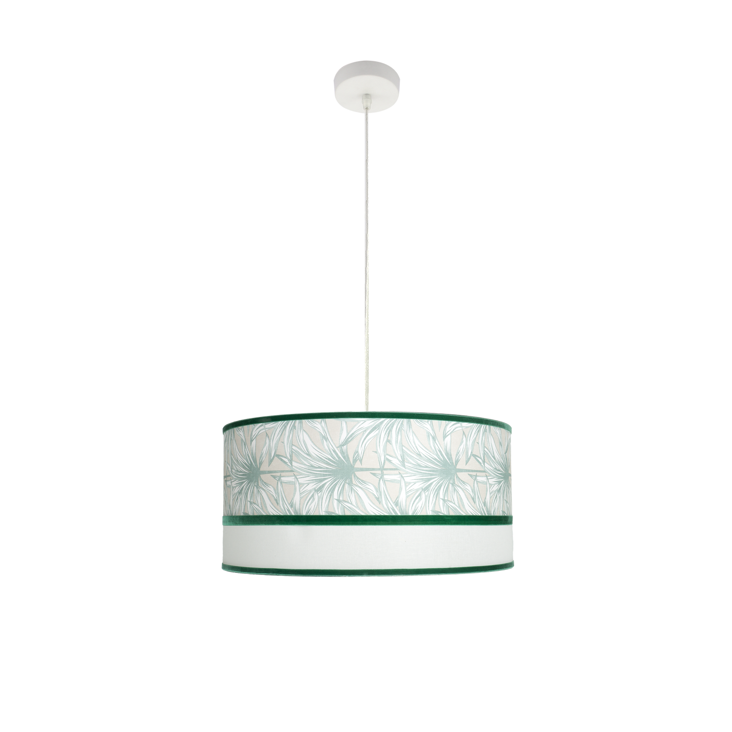 Colgante Caledonia 2xE27 blanco y verde 50cm Fabrilamp para iluminación y decoración de comedor y salón.