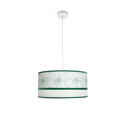 Colgante Caledonia Fabrilamp blanco y verde 50cm con 2xE27 para iluminación de comedor y salón.