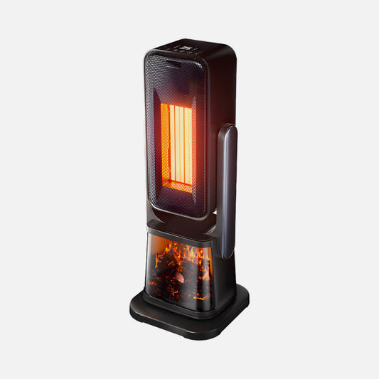 Termoventilador torre cerámico PTC de 2000W negro Abrila, modelo AI2 con control remoto y función oscilante para calefacción eficiente en interiores domésticos