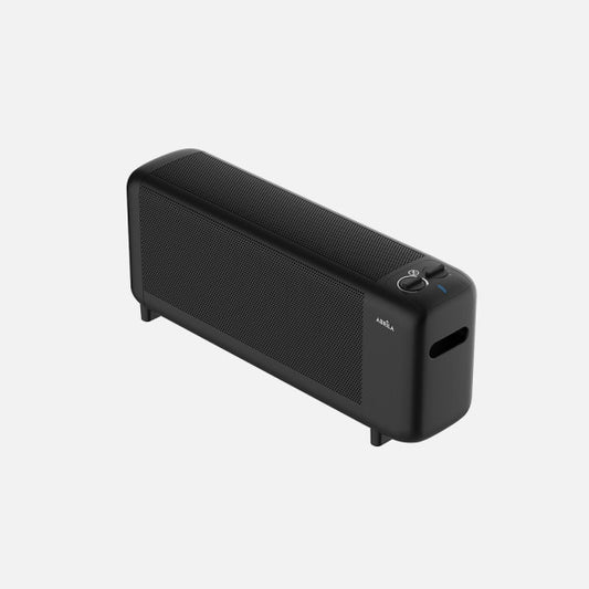 Radiador de mica Pinsapo 1500W negro Abrila con termostato regulable, ahorro de energía y sistema antivuelco para calefacción doméstica portátil.