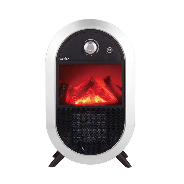 Termoventilador cerámico Sauce 1800W negro y plata de Abrila, modelo AI2 portátil PTC para calefacción doméstica en interiores, con diseño en PVC seguro y eficiente.