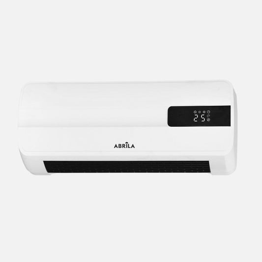 Calefactor split cerámico Majuelo 2000W blanco de Abrila, modelo 252122001 con tecnología PTC para ahorro energético, mando a distancia, temporizador y uso en baño e interiores domésticos.