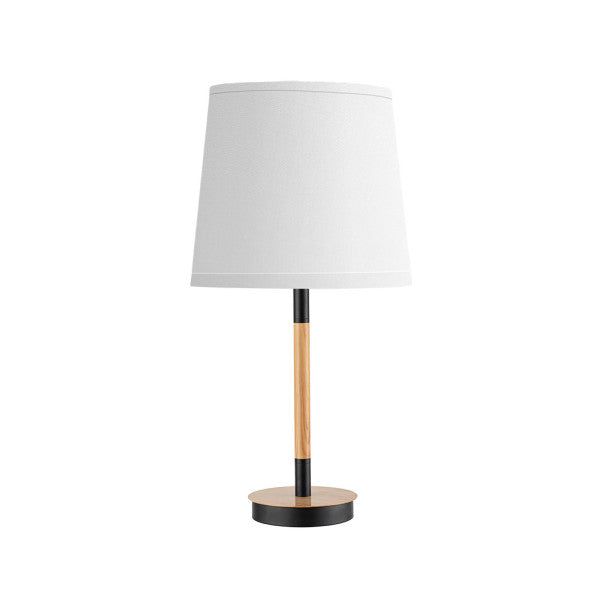 Lámpara sobremesa Alondra de Fabrilamp en colores negro, haya y blanco, 45cm, ideal para decoración de interiores.