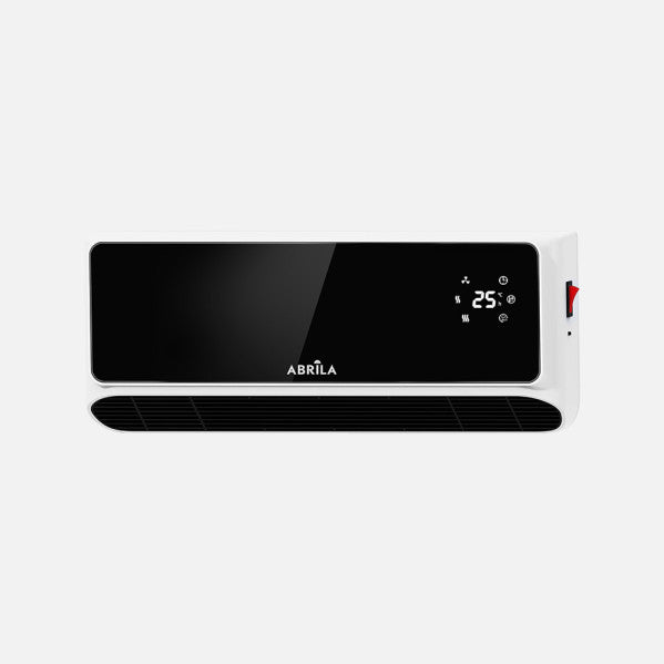 Split cerámico PTC Zarate 2000W en negro y blanco de Abrila, calefactor mural eficiente para baños, garajes y uso doméstico con ahorro de energía, temporizador y tecnología AI2, modelo 252922009