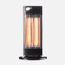 Estufa eléctrica Tipuana de 1000W en color negro, modelo oscilante y portátil de Abrila, con protección antivuelco y emisión de calor por carbono para calefacción doméstica en interiores.