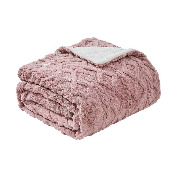 Manta eléctrica Monroy rosa y blanco de 160W por Abrila, calefacción textil lavable en poliéster para ahorro de energía en interiores domésticos, modelo 253991600 con tecnología ai2.