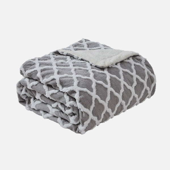 Manta eléctrica Monroy de Abrila en gris y blanco, modelo 253991628, con 160W de potencia y medidas 180x130 cm, ideal para calefacción textil doméstica interior, 9 niveles de temperatura, función autoapagado AI2, ahorro de energía, lavable y fabricada en poliéster.