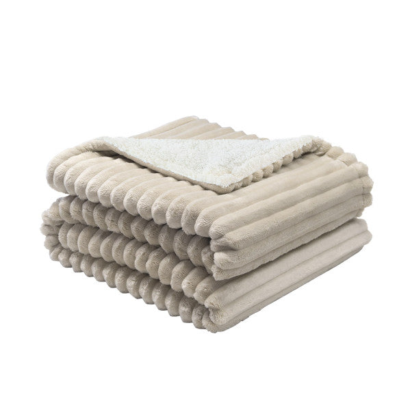 Manta eléctrica Jaraiz en color beis y blanco, modelo Abrila 254291615, tamaño 160x120 cm, con 160W de potencia, 9 niveles de calefacción, función autoapagado y diseño lavable en poliéster para uso doméstico interior.