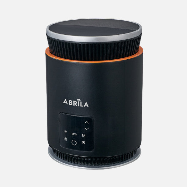 Termoventilador cerámico PTC Atica 1800W negro de Abrila, calefactor portátil doméstico para interiores con motor DC y tecnología PTC eficiente.