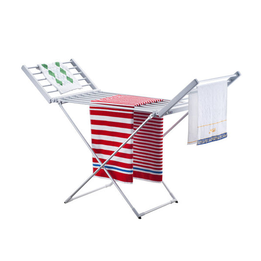 Tendedero eléctrico plegable Palmito 220W en color plata de Abrila, modelo AI2 con aluminio calefactado para secado eficiente de ropa doméstico, ideal para espacios compactos.