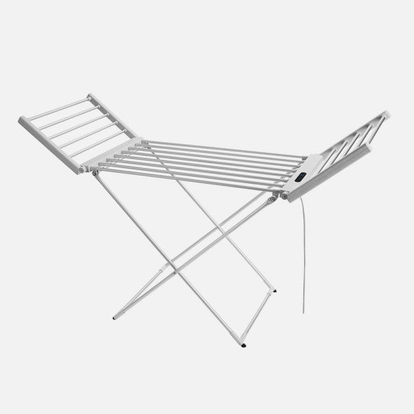 Tendedero eléctrico plegable Silvestre 260W en color plata de Abrila, fabricado en aluminio con calefacción para secado eficiente de ropa en interiores domésticos, modelo 255332656.