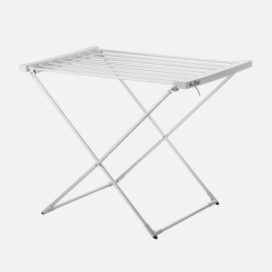 Tendedero eléctrico ACIRON 120W en color plata de Abrila, modelo plegable de aluminio AI2 para calefacción y secado rápido de ropa interior en uso doméstico.
