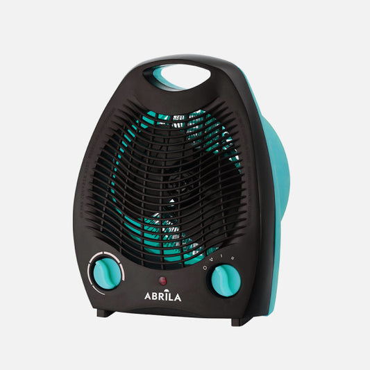 Termoventilador Lubian 2000W en color turquesa y negro, calefactor portátil de policarbonato para hogar y calefacción invernal, modelo AI2 de Abrila, ideal para uso doméstico.