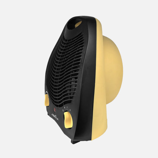 Termoventilador eléctrico Lubian 2000W en color amarillo y negro, modelo AI2 de Abrila, ideal para calefacción portátil en interiores domésticos, fabricado en policarbonato resistente, código 255722050