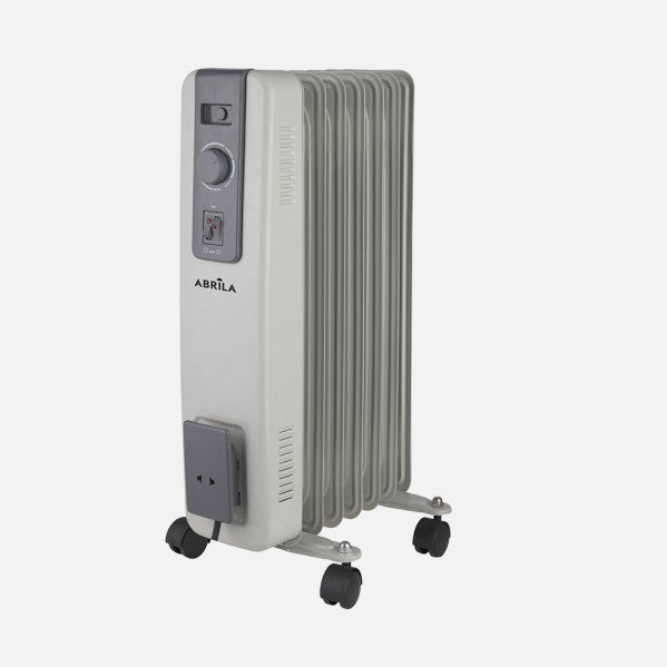 Radiador de aceite Acebuche 1500W gris de 7 elementos Abrila, modelo con protección antivuelco AI2, calefacción doméstica interior en metal ABS, ideal para calentar hogares eficientemente.