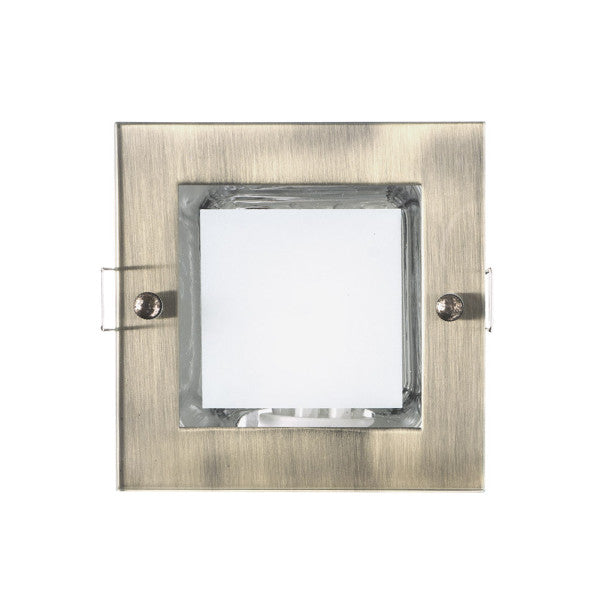 Downlight empotrado mini cuero 11W con base E27 – Fabrilamp 93.827-CUERO, plafón de interior en cuero y metal-cristal, bajo consumo