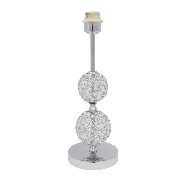 Elegante lámpara sobremesa Ordoñez de Abrila en acabado cromo, con base de metal y cristal para luz difusa E27, diseño doméstico de 43x15x15 cm ideal para decoración interior moderna.