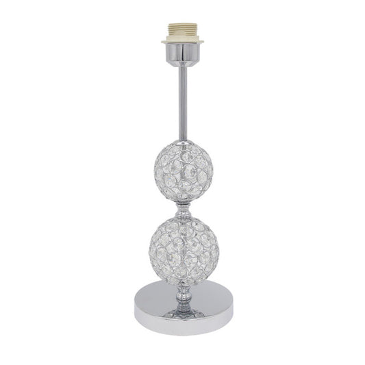 Elegante lámpara sobremesa Ordoñez de Abrila en acabado cromo, con base de metal y cristal para luz difusa E27, diseño doméstico de 43x15x15 cm ideal para decoración interior moderna.