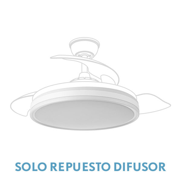 Difusor Bayomo Blanco Grande para Ventiladores Abrila, parte 99.DIF-BAYOMO-BLA, en policarbonato, ideal para el mantenimiento y reparación de sistemas de ventilación del hogar. Accesorio esencial para asegurar un rendimiento óptimo y diseño elegante en blanco.