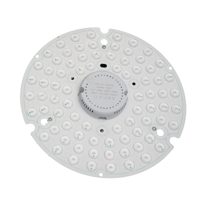 ```alt=Kit LED Ventilador Hayate 48W Blanco de Abrila. Accesorio para ventiladores, iluminación LED integrada, ideal para áreas domésticas interiores. Fabricado en metal y policarbonato.```