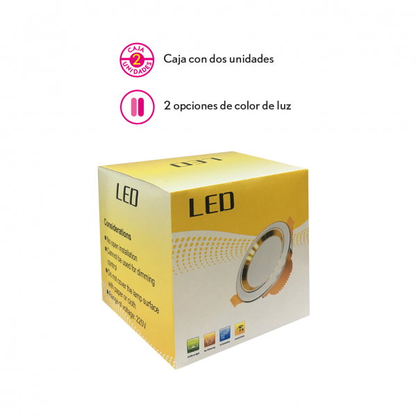 Foco LED empotrable blanco 3W 280lm – Fabrilamp 99.KT02-WH, iluminación interior, temperatura de color 3000K/4000K/6500K.