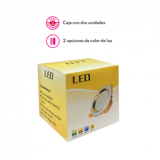Foco LED empotrable blanco 3W 280lm – Fabrilamp 99.KT02-WH, iluminación interior, temperatura de color 3000K/4000K/6500K.