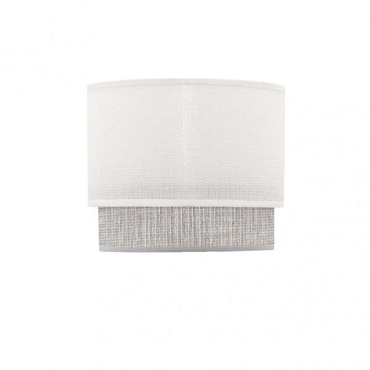 Pantalla de sobremesa Kenya E14 Blanco/Gris en tela textil para lámpara Fabrilamp, iluminación interior y decoración (99.PA-111071001)